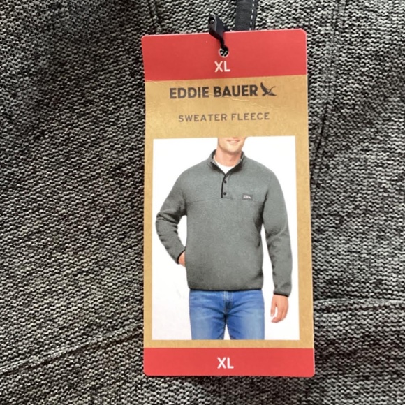 Eddie Bauer Mens Charcoal Sweater Fleece, XL, NWT - Picture 5 of 6